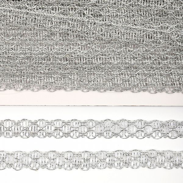 Тесьма отделочная 12 мм / 13.71 метров, TBY 916 цв.серебро