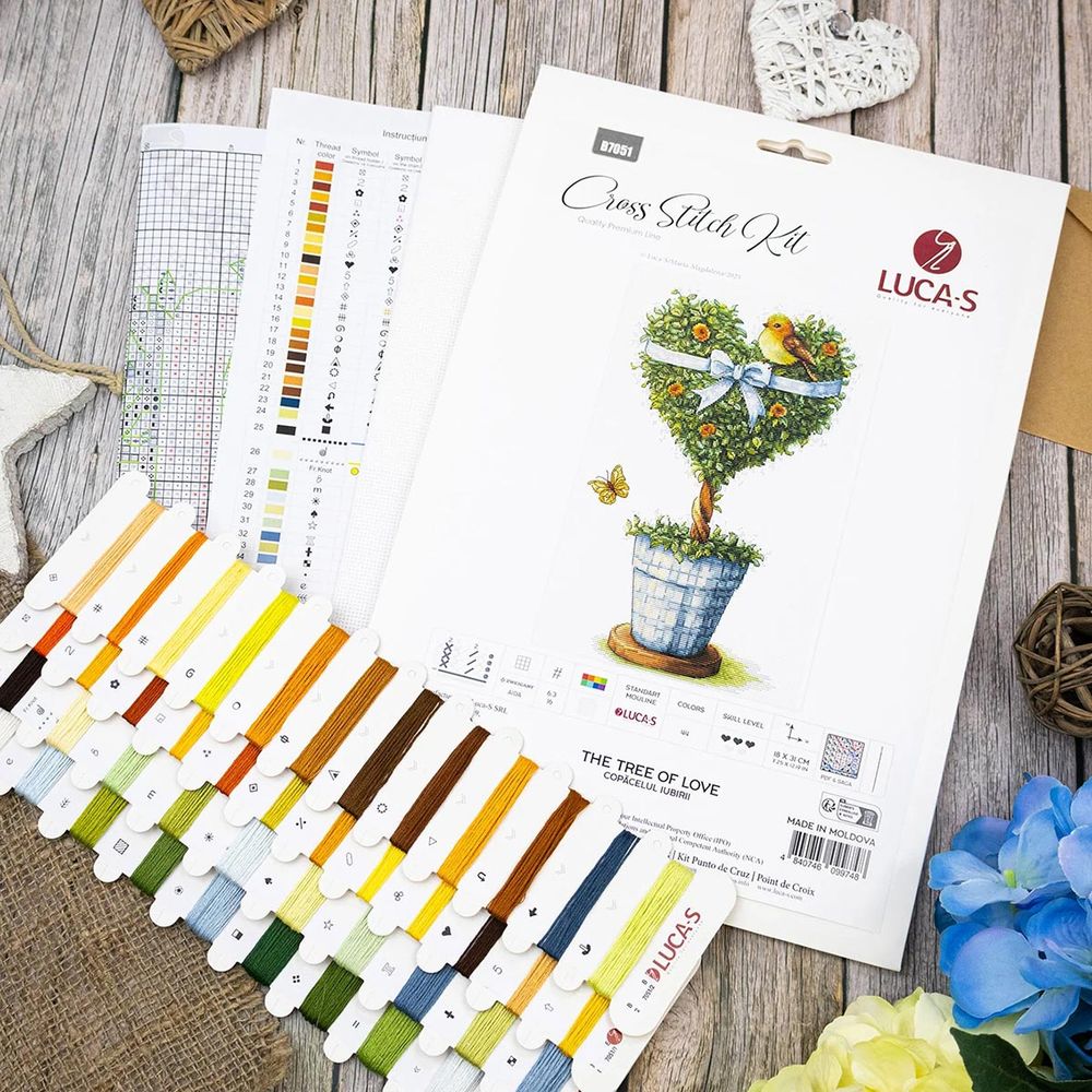Набор для вышивания нитками Luca-S B7051, Дерево любви, 18х31см
