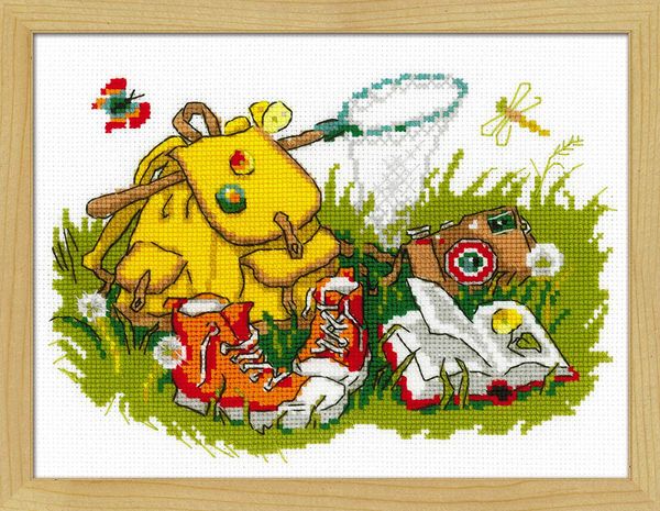 Набор для вышивания нитками Риолис, Отдых на траве 24х18 см