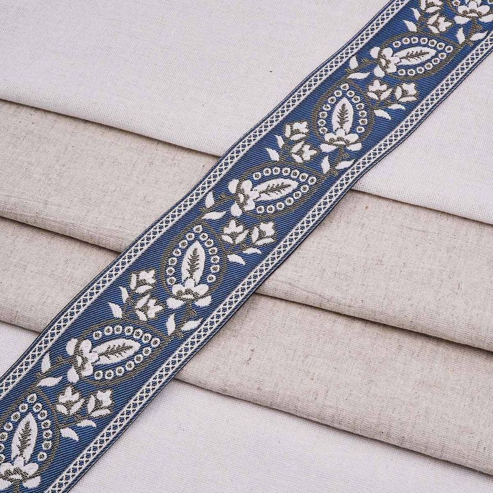 Лента (тесьма-бордюр) жаккардовая 60.0 мм / 25±1 метров, 4 синий, 3AR2679