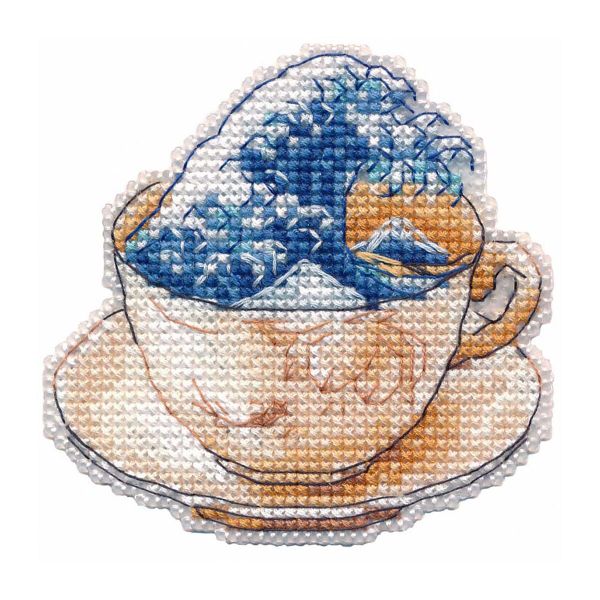 Набор для вышивания нитками Овен, Магнит. Волна 8х8 см