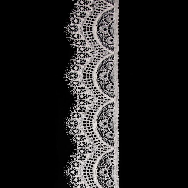 Кружево эластичное (стрейч) 60 мм / 3.4 метра ±4 см, молочный, QYE-021