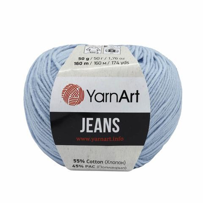 Пряжа YarnArt (ЯрнАрт) Jeans / уп.10 мот. по 50 г, 160м, 75 небесно-голубой