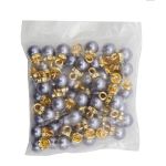 Пуговица-жемчужина 13L (8мм) на ножке со стразами, пластик (серый/золото), 3AR094, 50 шт