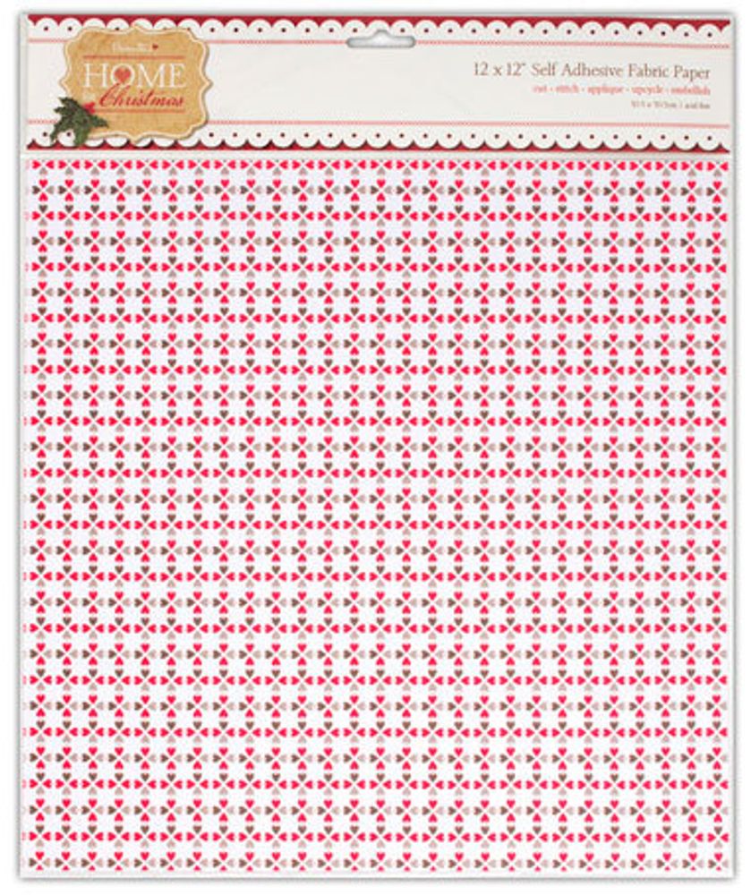 Бумага тканевая самоклеющаяся Сердца Home For Christmas, 30,5х30,5 см