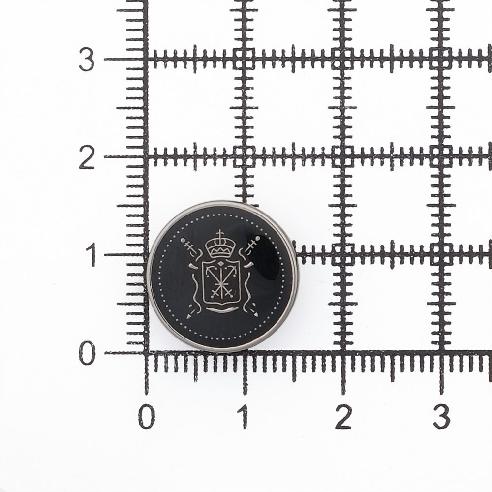 Пуговицы на ножке Герб 24L (15мм), металл (Black/S (черный/серебро)), ME-657, 36 шт