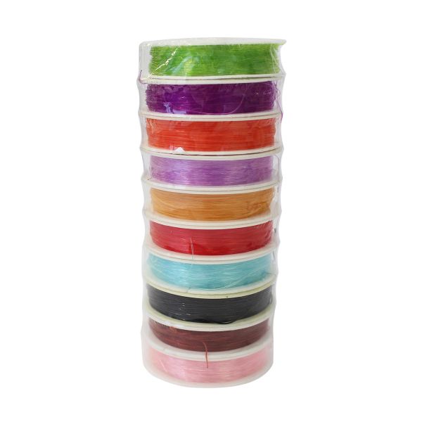 Нитки силиконовые для бисера, 0,6 мм, 25 м, ассорти, 10 катушек
