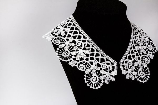 Пришивной кружевной воротник гипюр 6.5 см, 5 пар Турция, белый, Gamma VGM-65-04