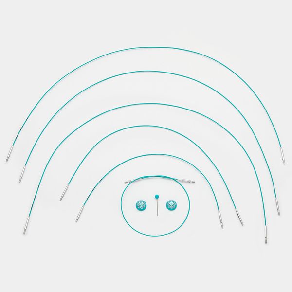 Тросик Mindful (заглушки 2 шт, кабельный ключик), длина 28 см, нержавеющая сталь с нейлоновым покрытием, бирюзовый, 36612