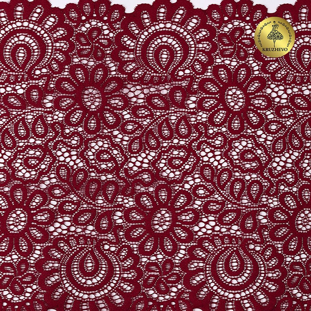 Кружево бельевое эластичное 205 мм / 3 м, TBY.YSTL00839, цв.101 т.красный, Kruzhevo