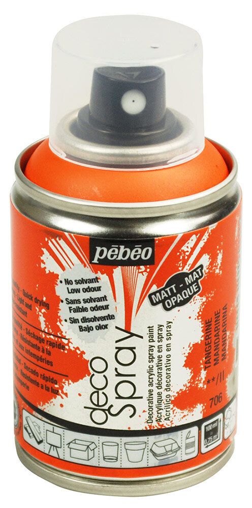 Краска на водной основе аэрозольная decoSpray 100 мл, 093706 мандариновый, Pebeo Краска на водной основе аэрозольная decoSpray 100 мл, 093706 мандариновый, Pebeo