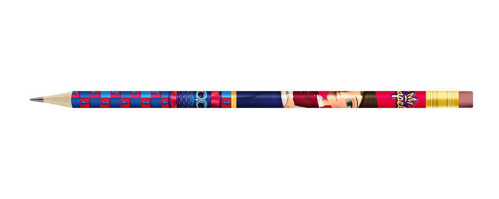 Карандаш графитный круглый с ластиком ТМ (HB) 12 шт, TSR-01 Дарья №1 (Hot Print), ВКФ TSR