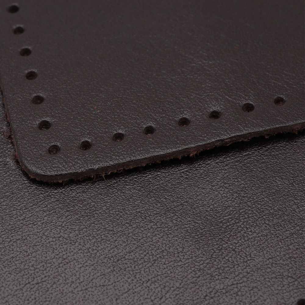 Заплатки пришивные из кожи, прямоугольник 6х9,6см с перфорацией, 2 шт, 100% кожа, 03 темно-коричневый, 9113