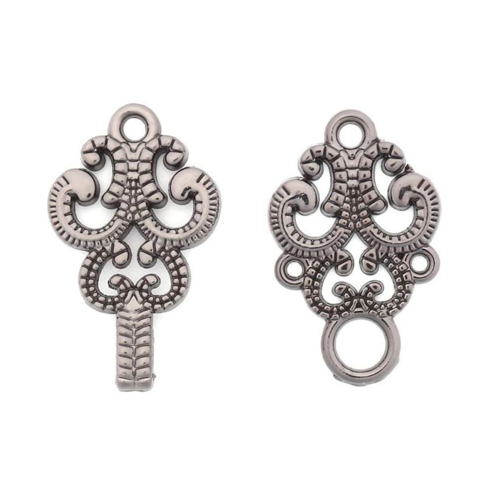 Крючки пришивные декоративные 59х20 мм, pewter, 6 шт