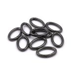 Карабин металл кольцо овал 30х15 мм (40х25 мм), чер.никель, 10 шт