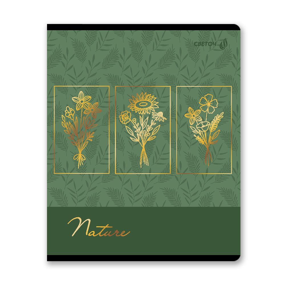 Тетрадь ученическая общая, тиснение золотой фольгой, A5 48 л. на скобе 65 г/м², белизна 100% 10 шт клетка, 01514 Золотые моменты, Светоч Т199