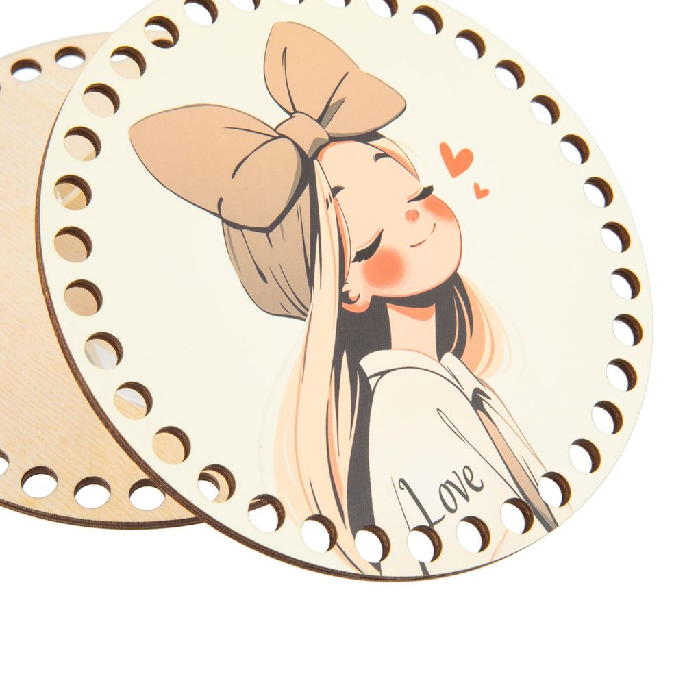 Набор донышек для вязания Матовый фанера ⌀15х0.4 см, 2 шт, 02 Милашка, Love2art ДВ-02