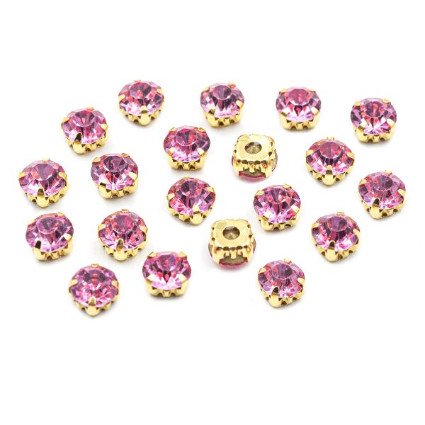 Хрустальные стразы в цапах/золото, 8мм, 20 шт/упак, Astra&Craft (06 св.розовый), 4AR167/168