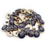 Пуговицы на ножке 24L (15мм), пластик (g.blue (синий/золото)), 36 шт, PS39