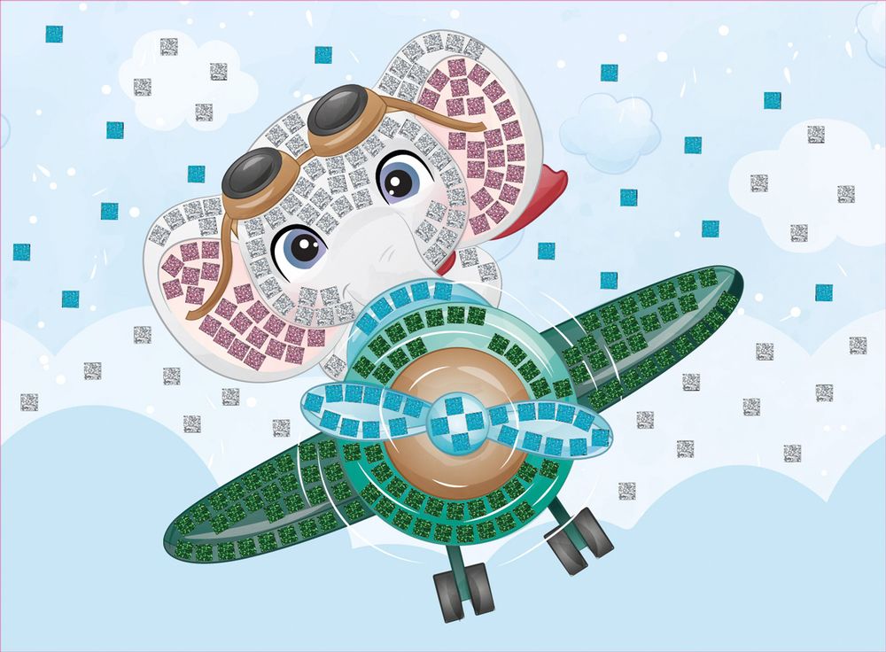 Мозаика 19.5х26.5 см, №13 Слон в полете, Hobbius MDS-07