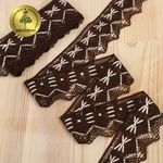 Кружево вязаное (тесьма) 37 мм, диз.K-10034, цв.коричневый+белый, 3м, Kruzhevo