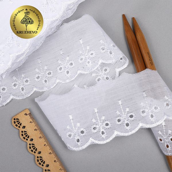 Кружево шитьё 40 мм, диз. 882, цв.белый, уп. 13.71 м, Kruzhevo