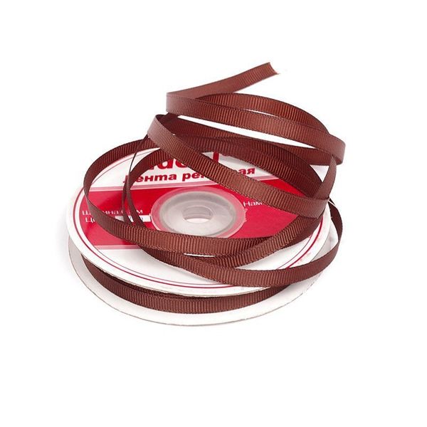 Лента репсовая (в рубчик) 6.0 мм, 870 (5119) тепл.коричневый, уп. 22,85м