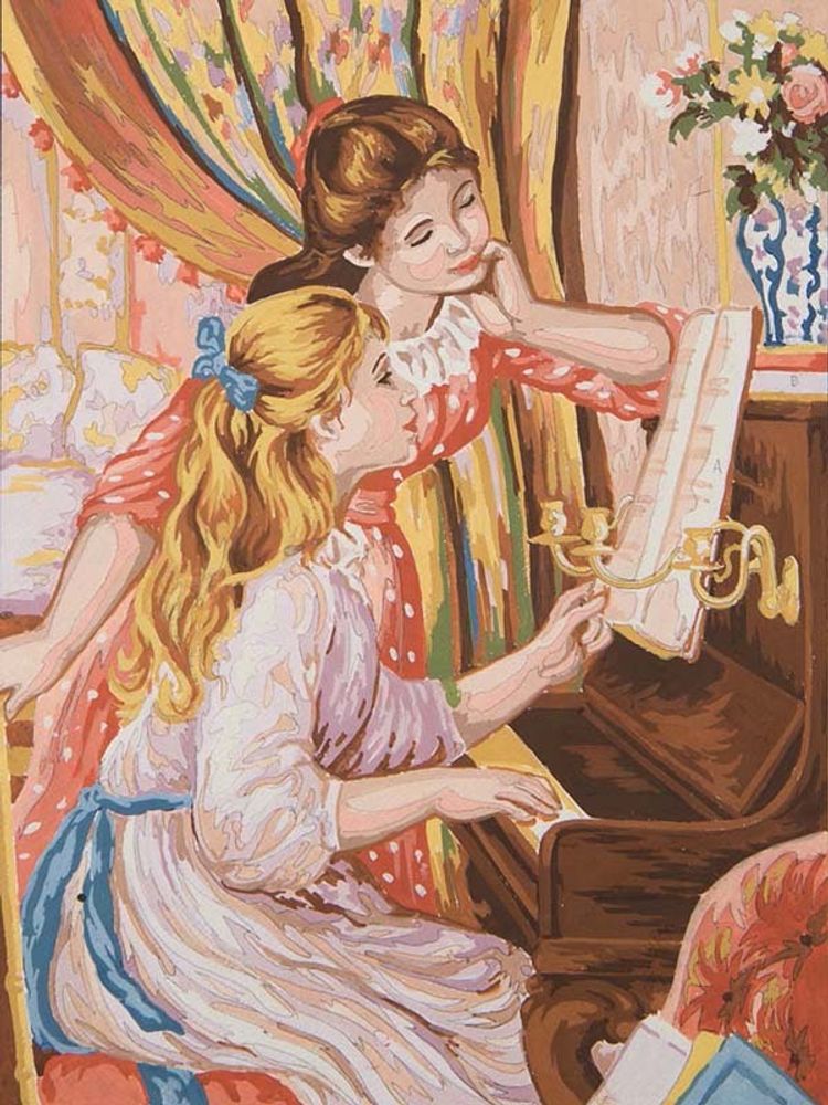 Рисунок для вышивания Grafitec (канва жесткая), &quot;Девушки за пианино&quot;, 30х40 см