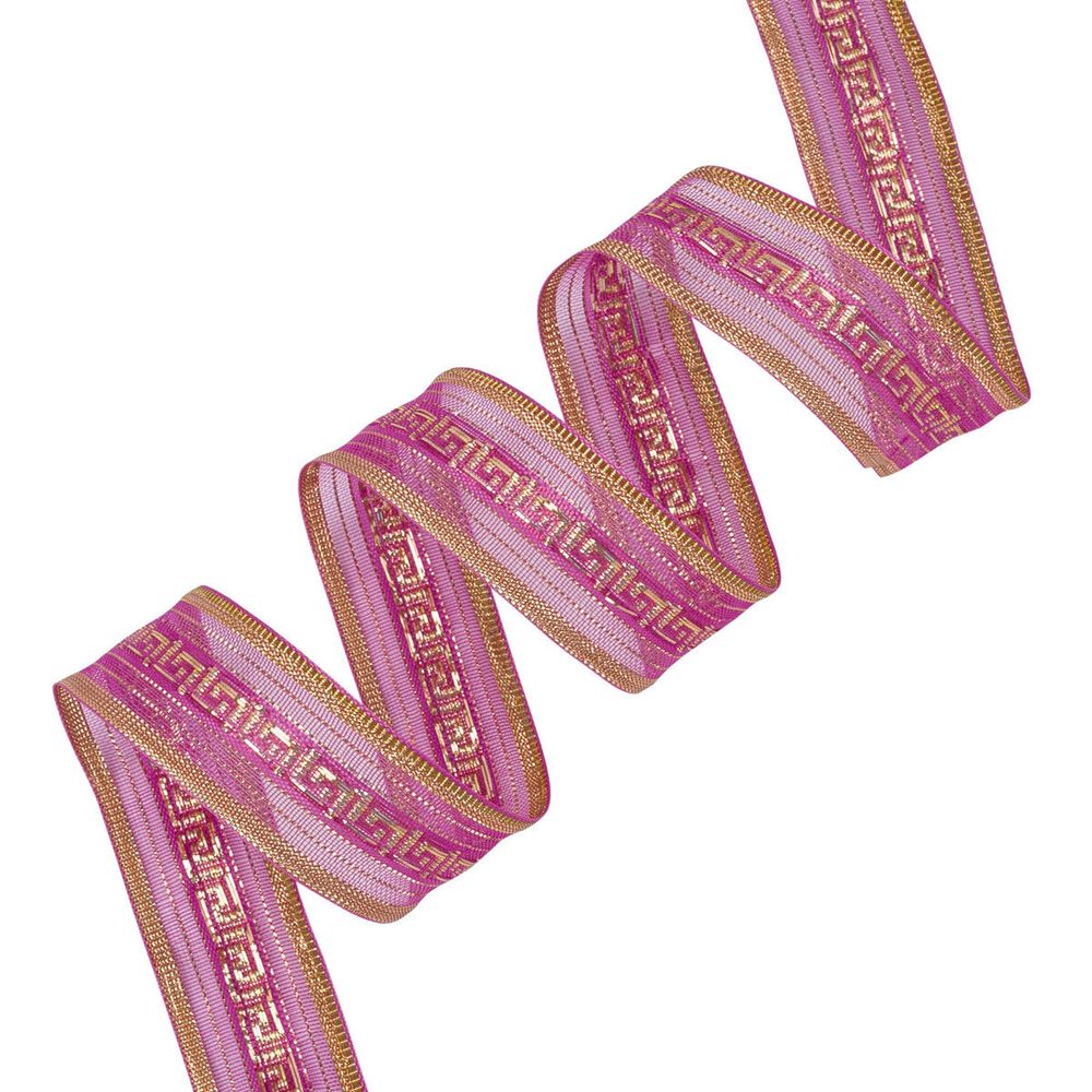 Лента подарочная 25 мм / 25 метров, рис.8255, сирень/золото, С3488Г17