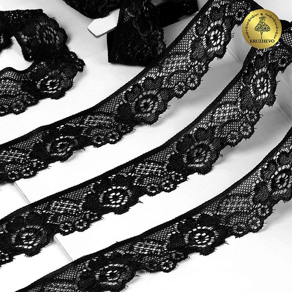 Кружево эластичное (стрейч) 30 мм, L839, цв.03 черный уп.50м, Kruzhevo
