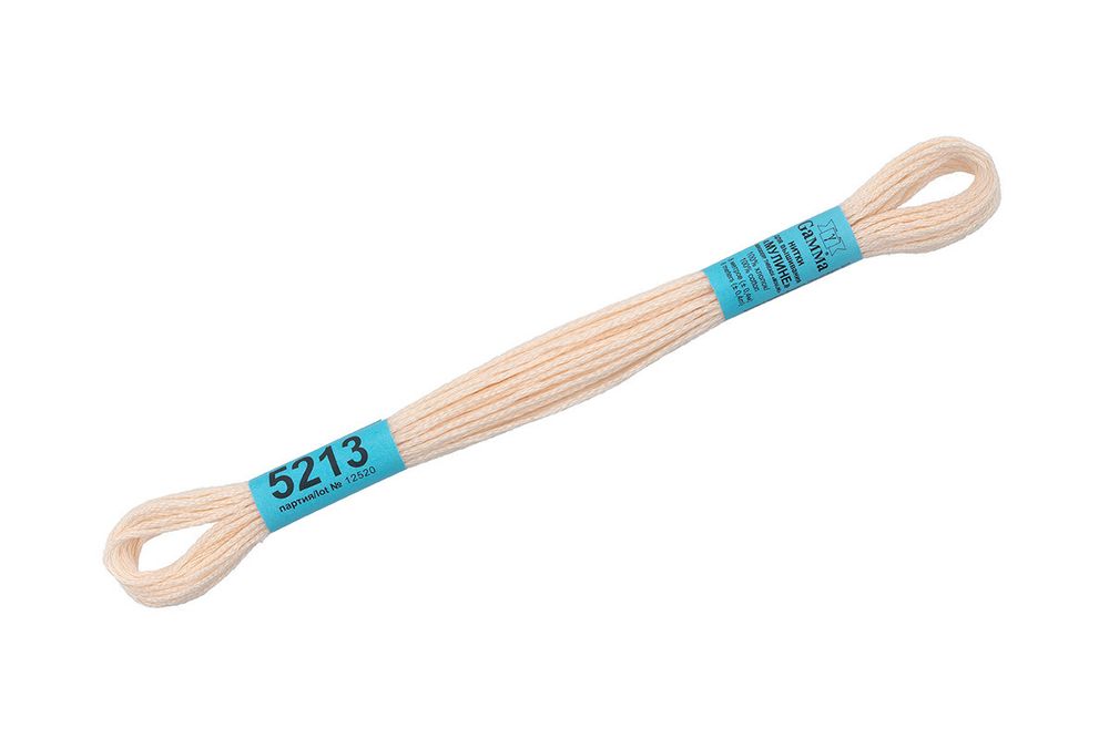 Мулине Gamma 100% хлопок, цв.5213 св.св.бежевый, 24 мотка по 8 метров