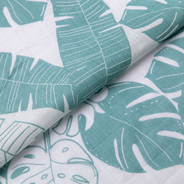 Ткань муслиновая 105 г/м², в нарезке 100х125 см, 14-тропические листья, Peppy