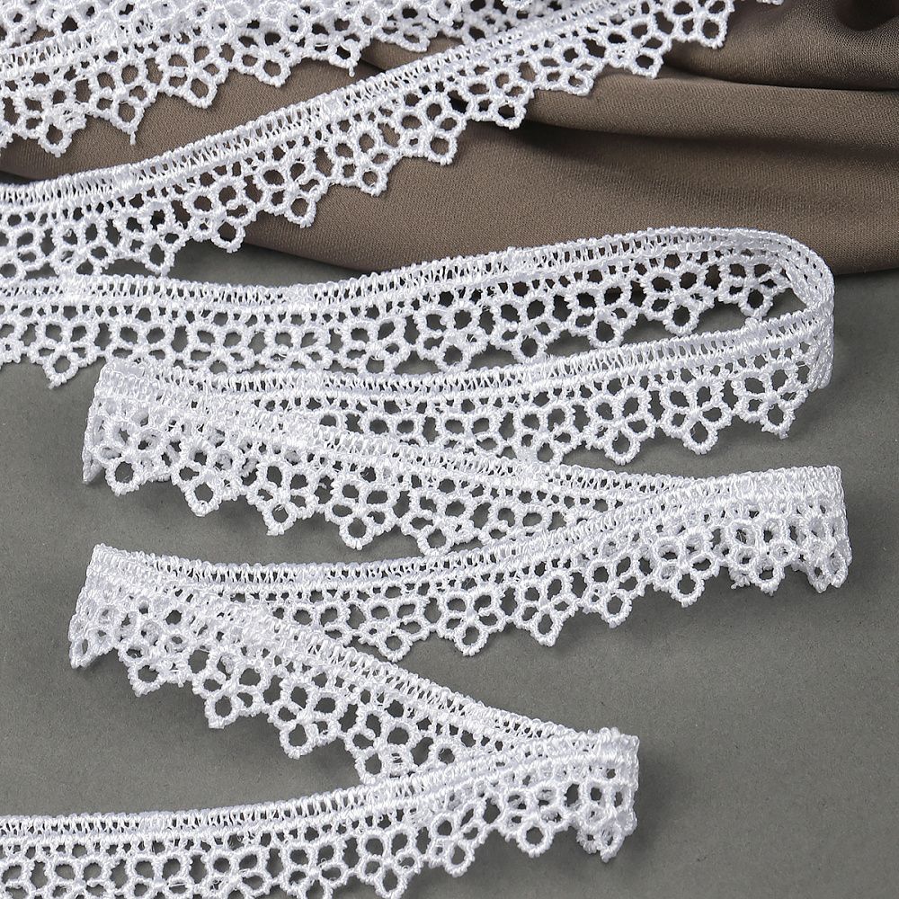 Кружево гипюр (плетёное) 15 мм диз.8GB0731 цв.01 белый, уп.9м, Kruzhevo