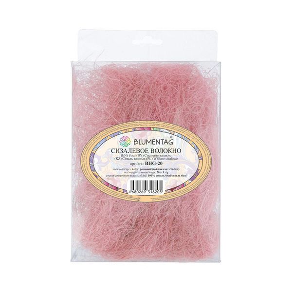Сизалевое волокно 20 г,±3 г, розовый, Blumentag BHG-20