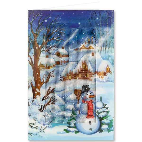 Набор для вышивания нитками Panna, Открытка. Зимний вечер, 7,5х13,5 см