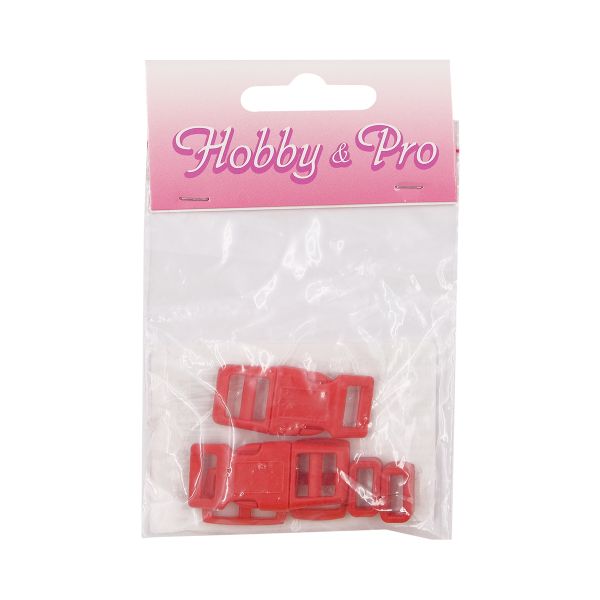 Фастекс (пряжка трезубец), рамка и рамка-регулятор 10мм, пластик, (2 компл.) Hobby&Pro, красный, A03001037-10