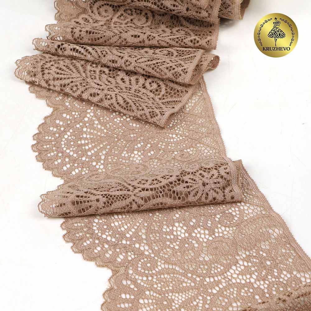 Кружево эластичное (стрейч) 110 мм / 25 метра, TBY.40992PP, цв.L30 кофе с молоком, Kruzhevo