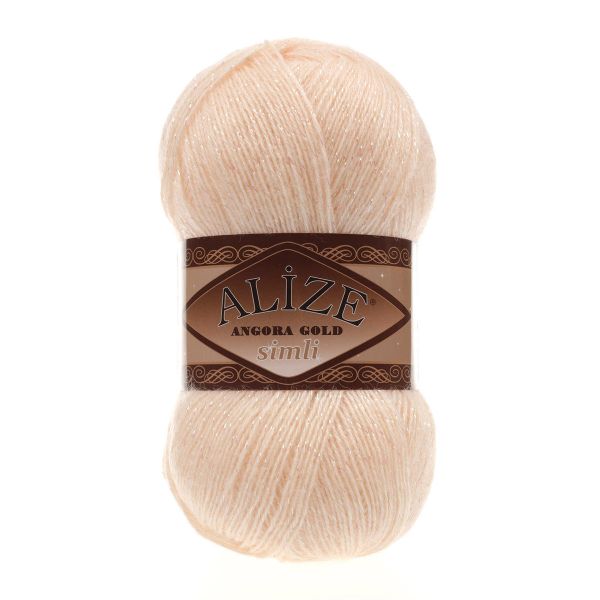 Пряжа Alize (Ализе) Angora Gold Simli / уп.5 мот. по 100 г, 500м, 681 ярко-персиковый A