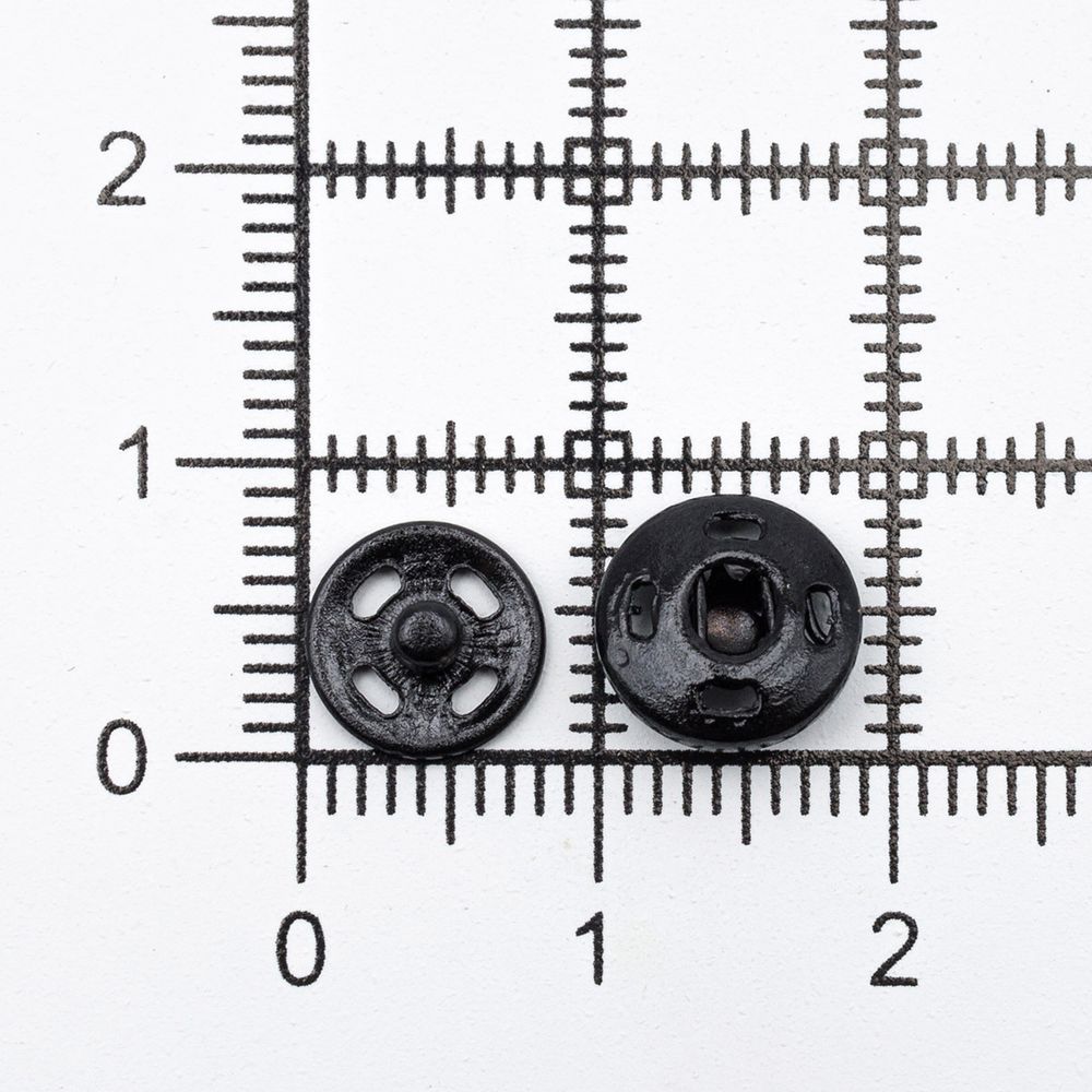 Кнопка пришивная металл ⌀8.2 мм, черный, 36 шт