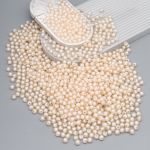 Бусины акрил ⌀10 мм, 500 г, цвет. с белой сердц., круглые часто гран., 35 бежевый, Astra&Craft LY-163