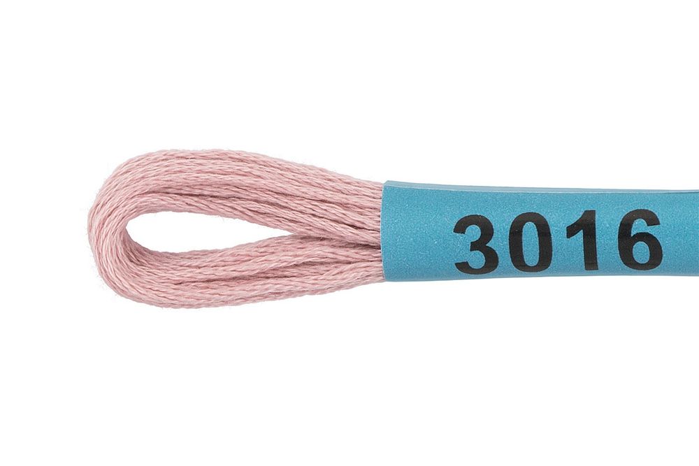 Мулине Gamma 100% хлопок, цв.3016 розово-сиреневый, 24 мотка по 8 метров