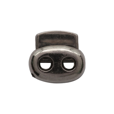 Фиксатор (зажим) для шнура пластик 2 отв., 15х17 мм, плоский, под металл, черный никель, 100 шт