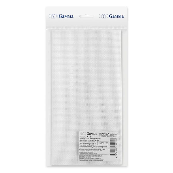 Канва Aida 16 ct, 50х50±2 см, белый, Gamma