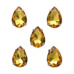 Хрустальные стразы в цапах формы капля, желтый 10х14 мм, 5 шт., АЦ004НН1014