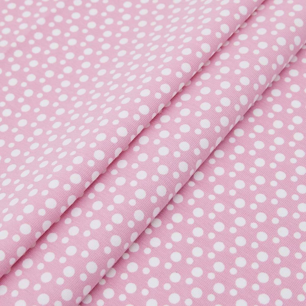 Ткань коллекция Jersey, 48х50см, 95% хлопок, 5% эластан Gutermann (43 розовый/белый горошек), 647712