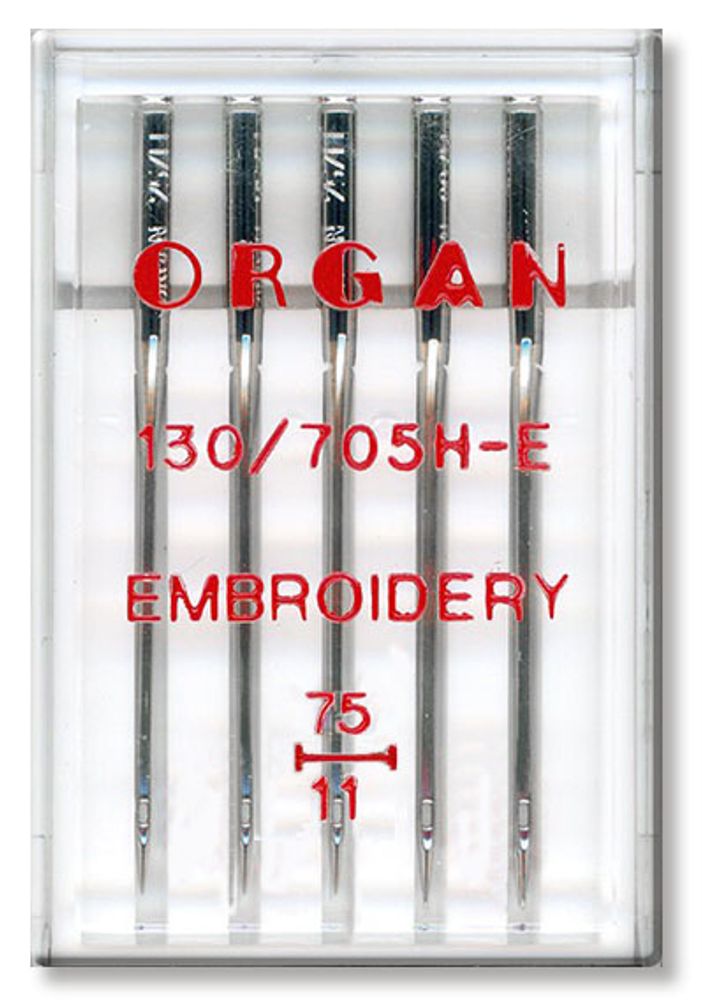 Иглы для бытовых швейных машин Organ вышивальные 5 шт, в пенале, 5470075 75
