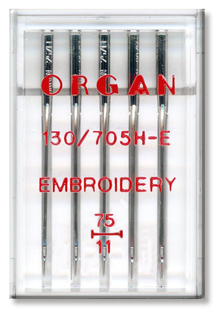 Иглы для бытовых швейных машин Organ вышивальные, 5 шт, в пенале, 5470075 75