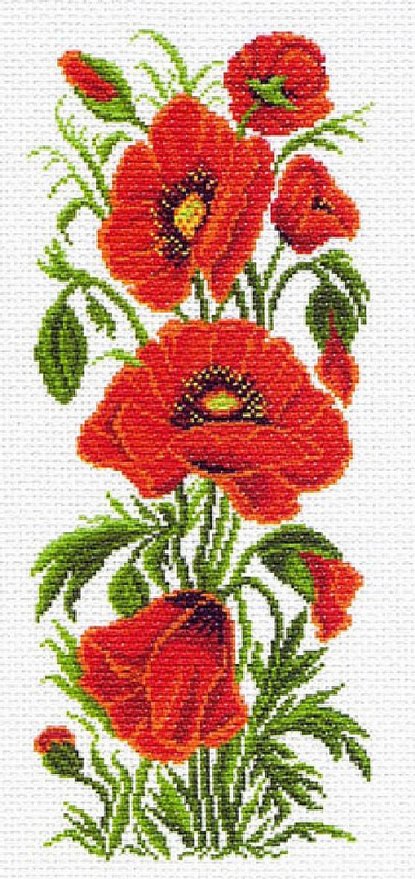 Набор для вышивания нитками Матренин Посад, Полевые маки 24х47 см