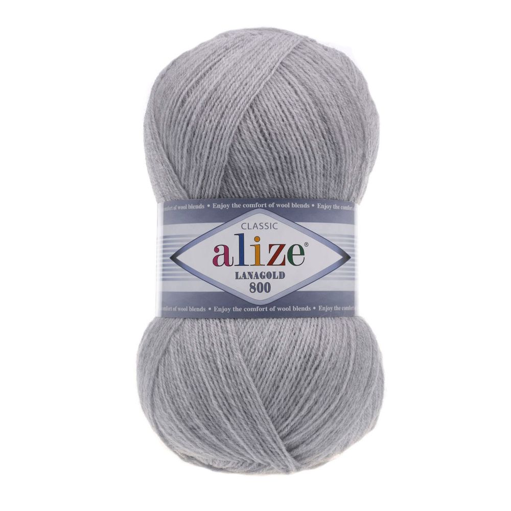 Пряжа Alize (Ализе) Lana Gold 800 / уп.5 мот. по 100 г, 800м, 684 пепельный меланж A