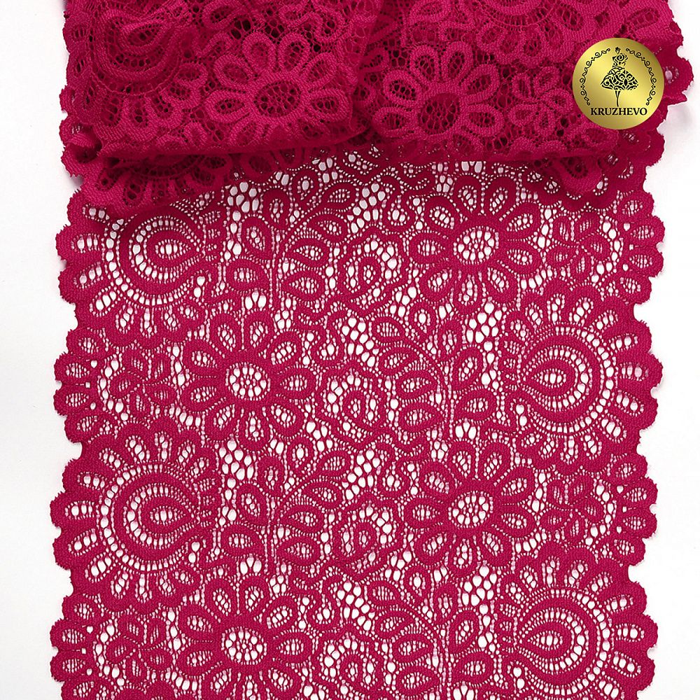 Кружево бельевое эластичное 205 мм / 3 м, TBY.YSTL00839, цв.18-1750 карминовый красный, Kruzhevo
